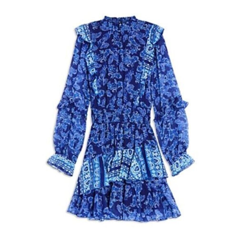Aqua Girl Navy Blue Long Sleeve Paisley Dress Size L 10/12